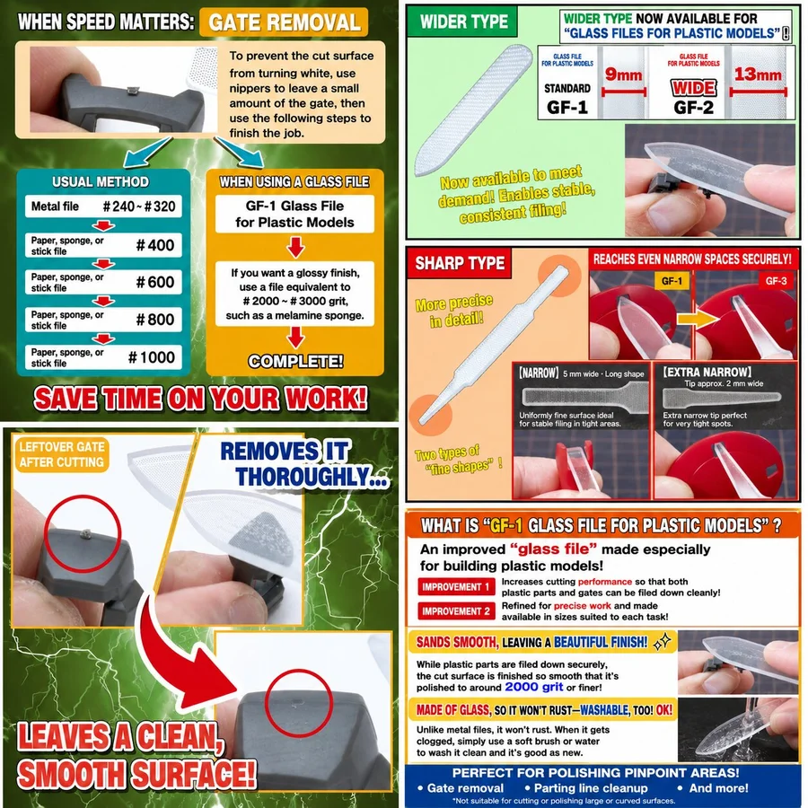 Glass File For Plastic Models Wide GF-2